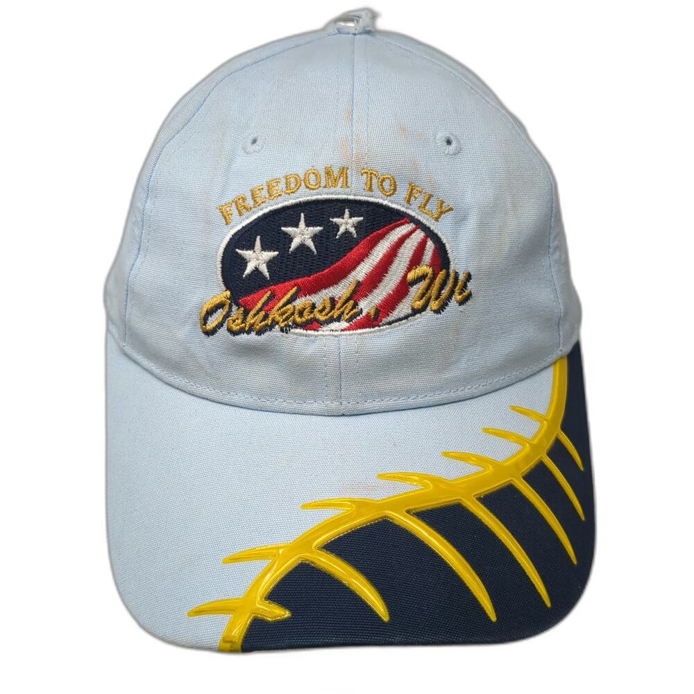 Headgear Baseball Cap Blue One Size Freedom to Fly Oshkosh WI American Flag hat